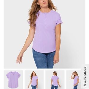 Women’s Large Pink Short Sleeved Duluth trading company Henley